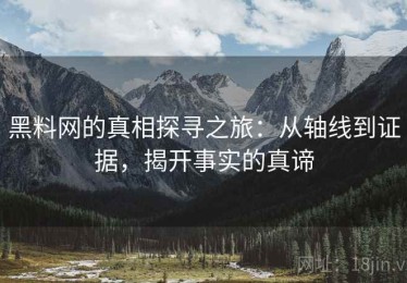 黑料网的真相探寻之旅：从轴线到证据，揭开事实的真谛