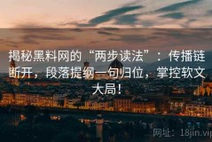 揭秘黑料网的“两步读法”：传播链断开，段落提纲一句归位，掌控软文大局！